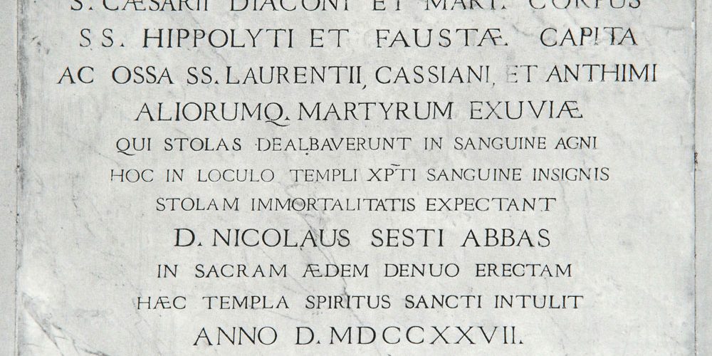 45. Epigrafe delle reliquie